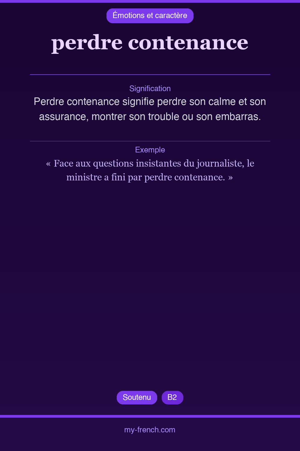 Expression idiomatique : perdre contenance