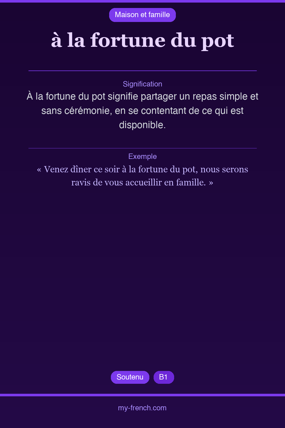 Expression idiomatique : à la fortune du pot
