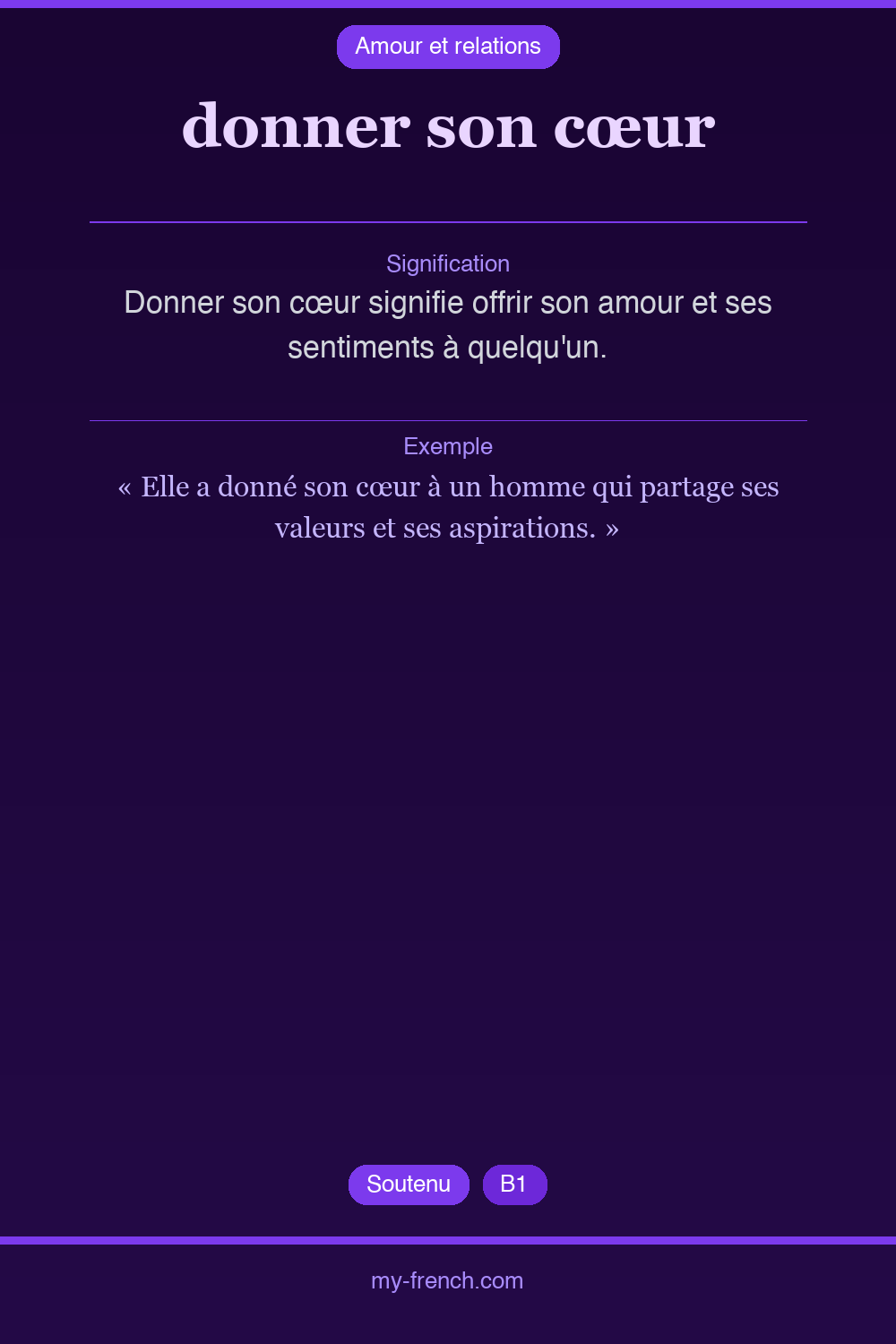 Expression idiomatique : donner son cœur