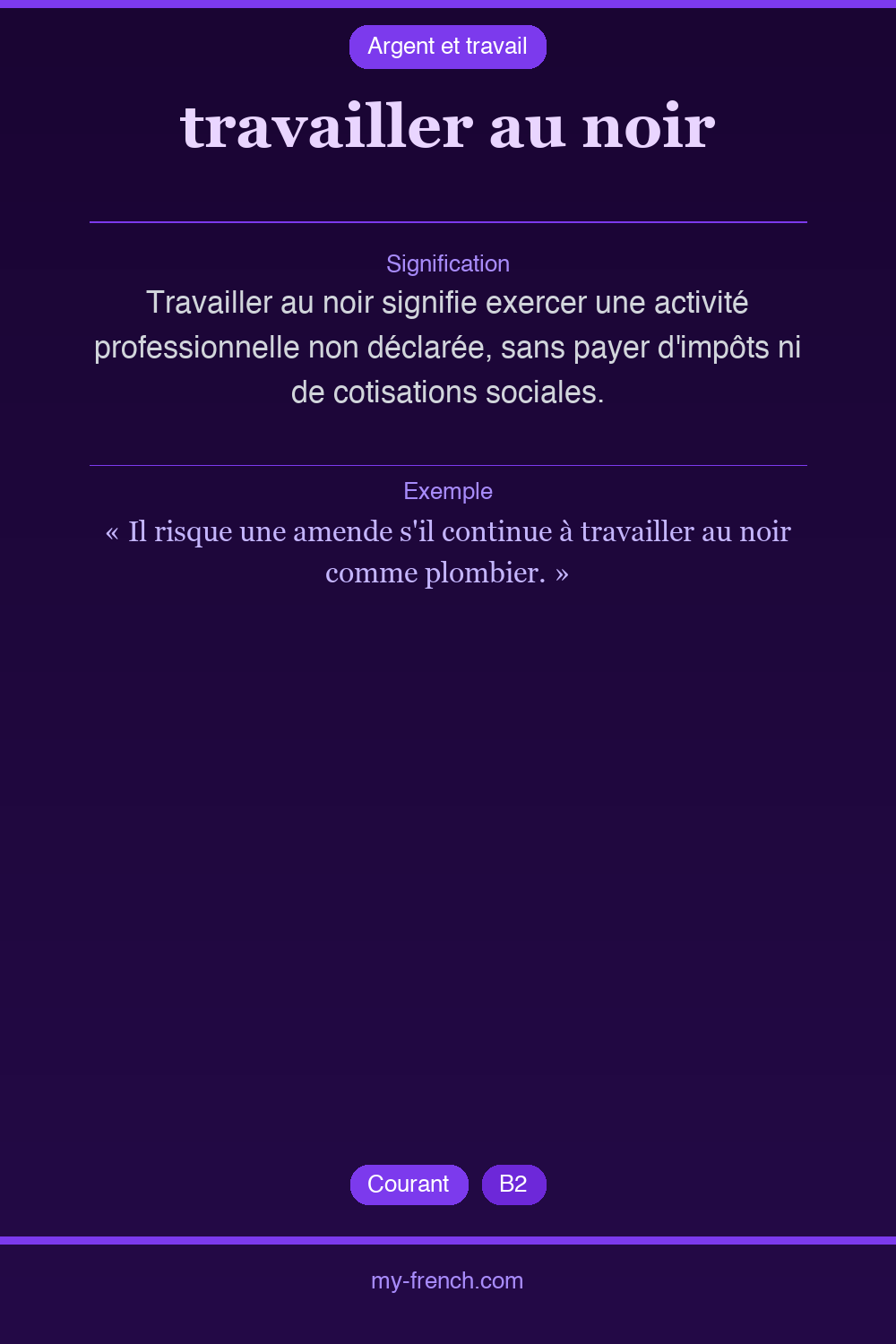 Expression idiomatique : travailler au noir