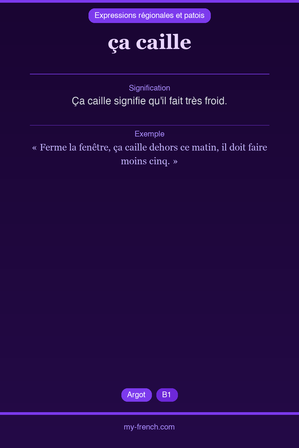 Expression idiomatique : ça caille