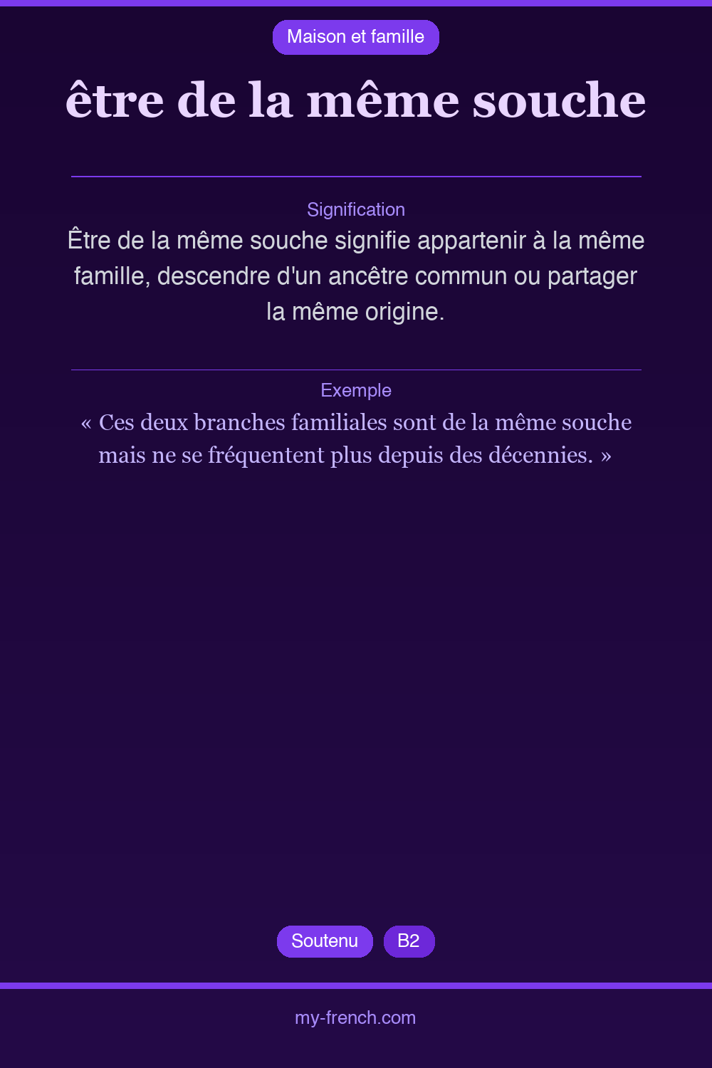 Expression idiomatique : être de la même souche