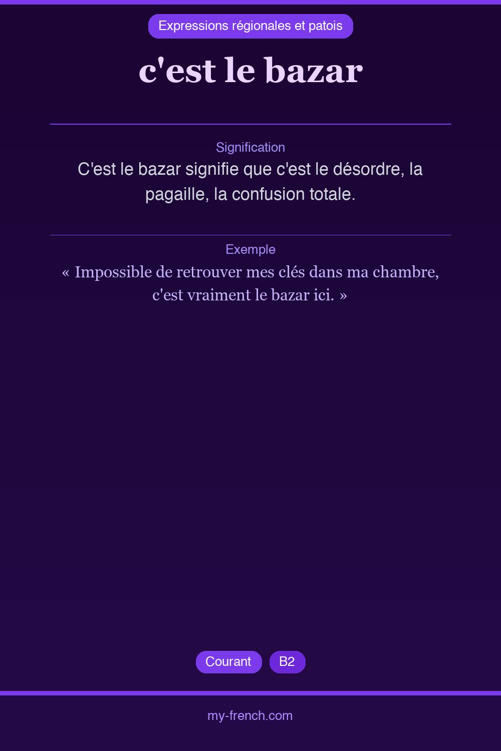 Expression idiomatique : c'est le bazar