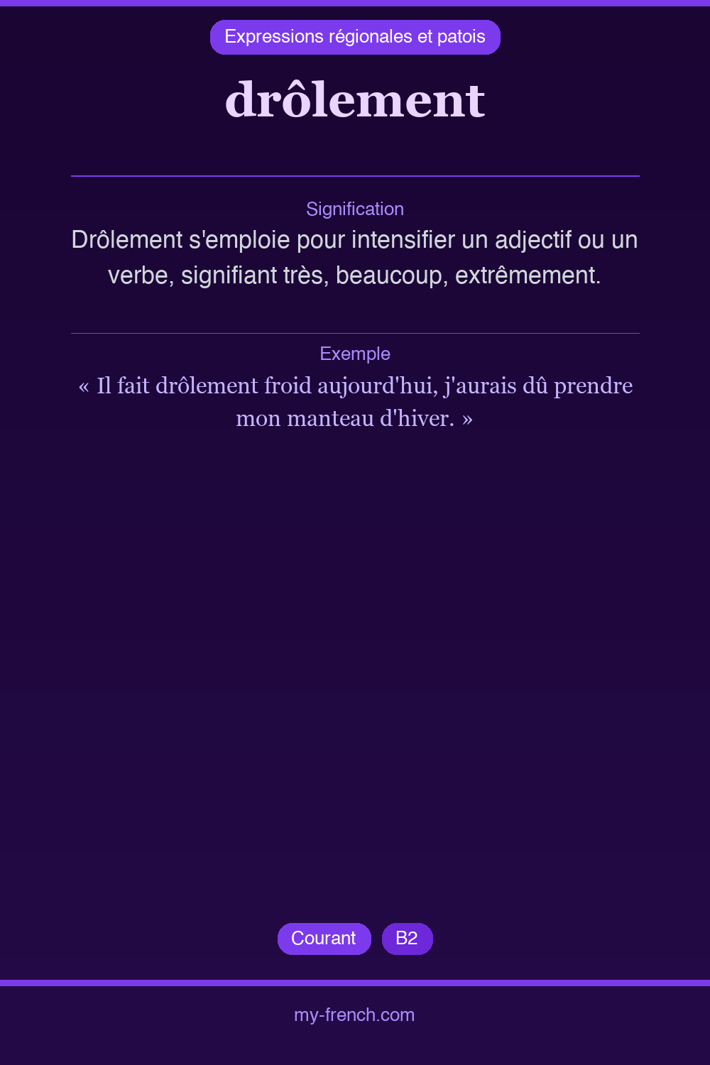 Expression idiomatique : drôlement