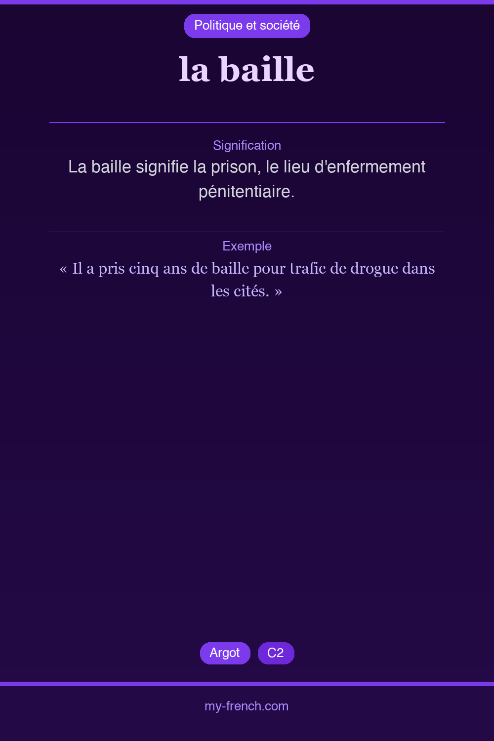 Expression idiomatique : la baille