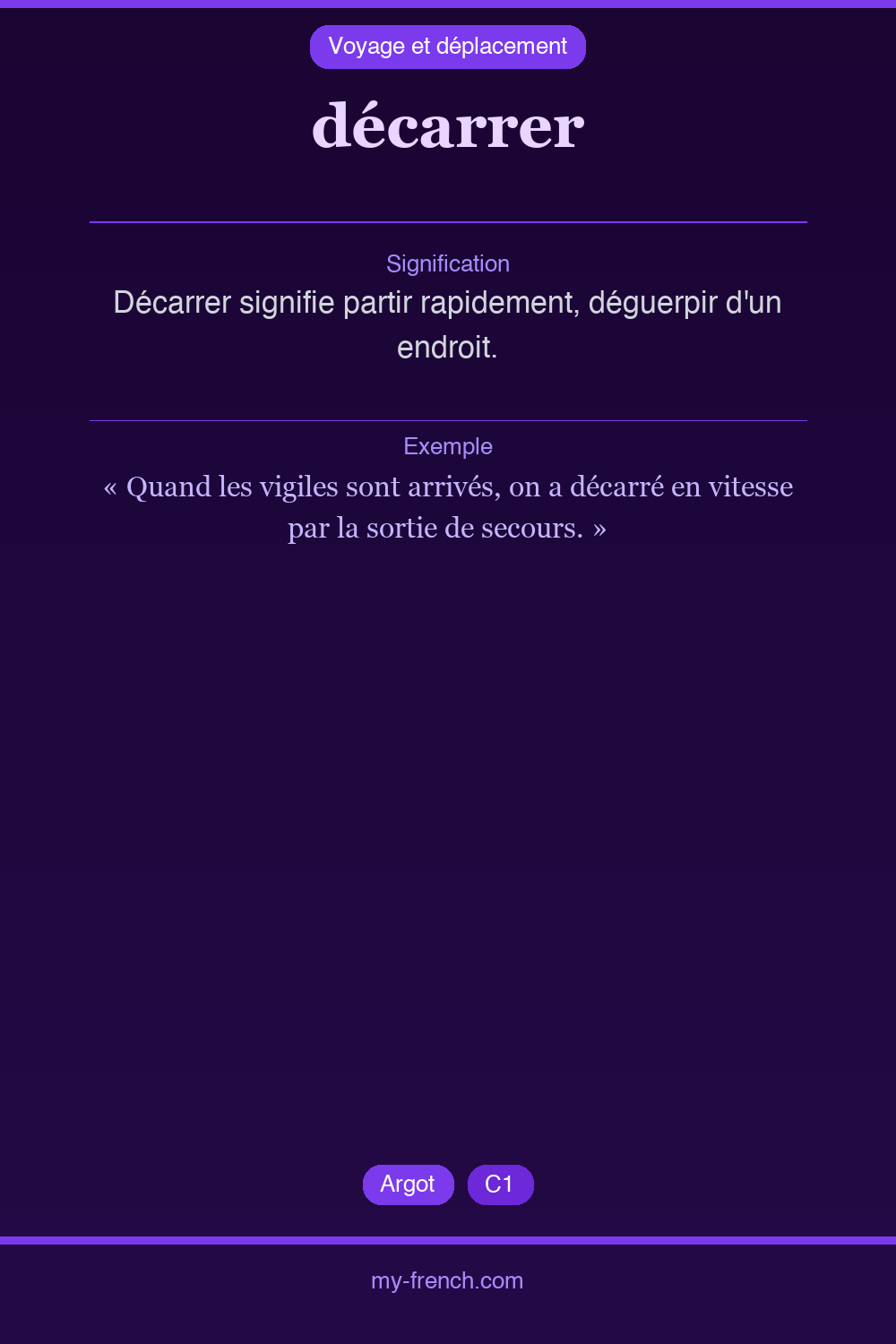 Expression idiomatique : décarrer