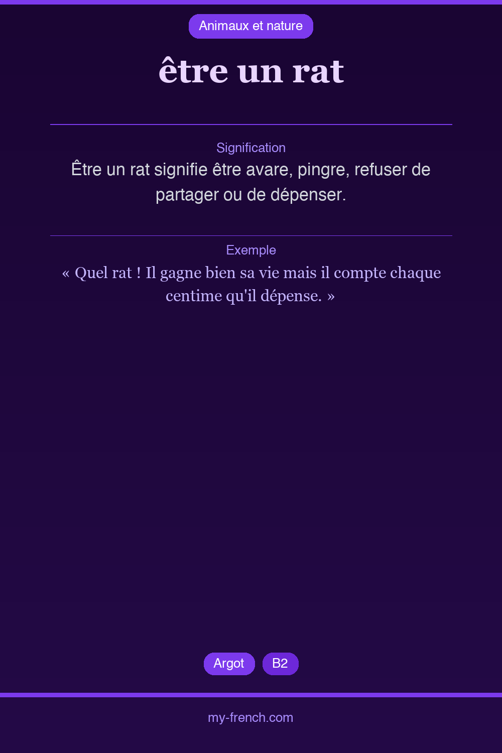 Expression idiomatique : être un rat
