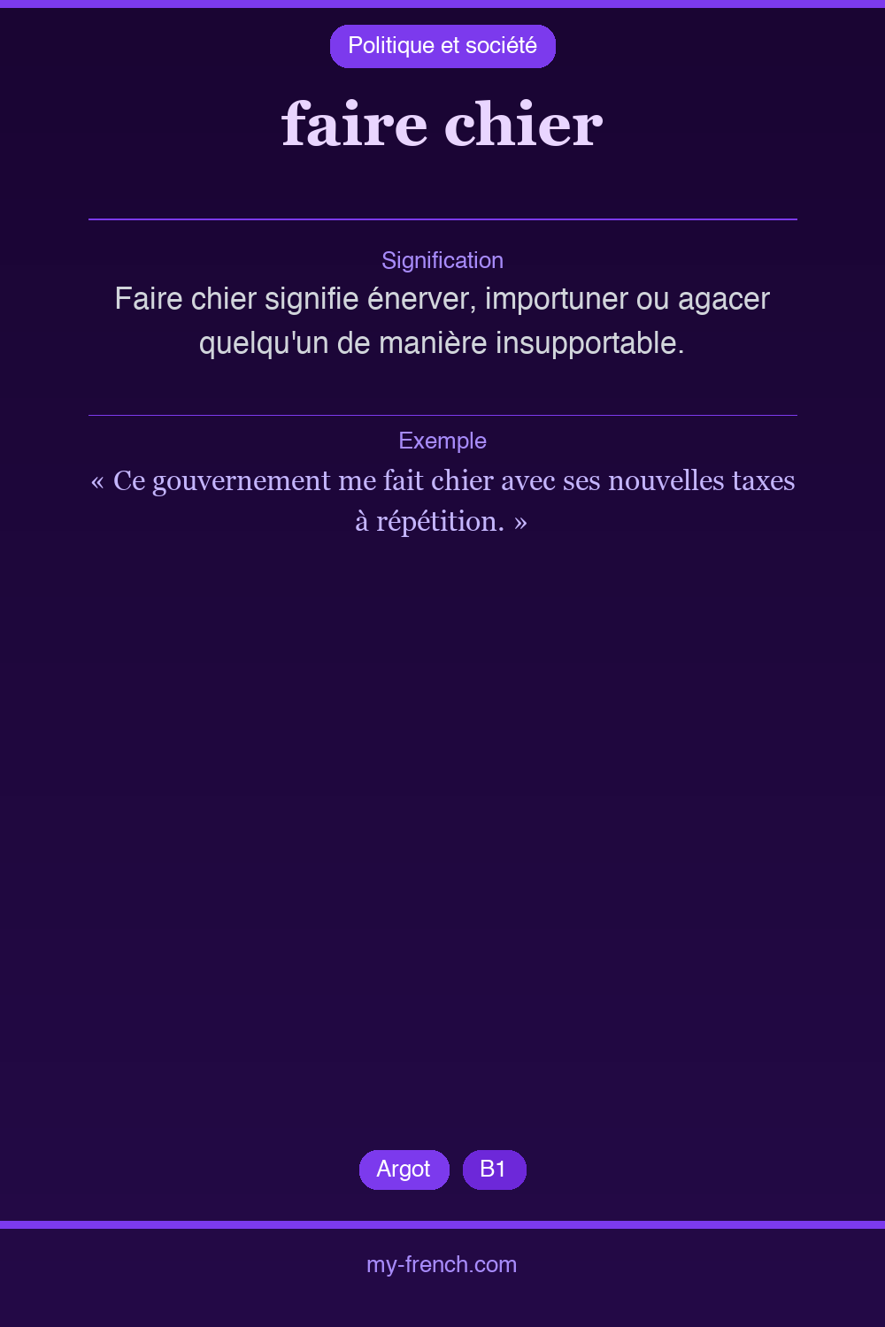 Expression idiomatique : faire chier