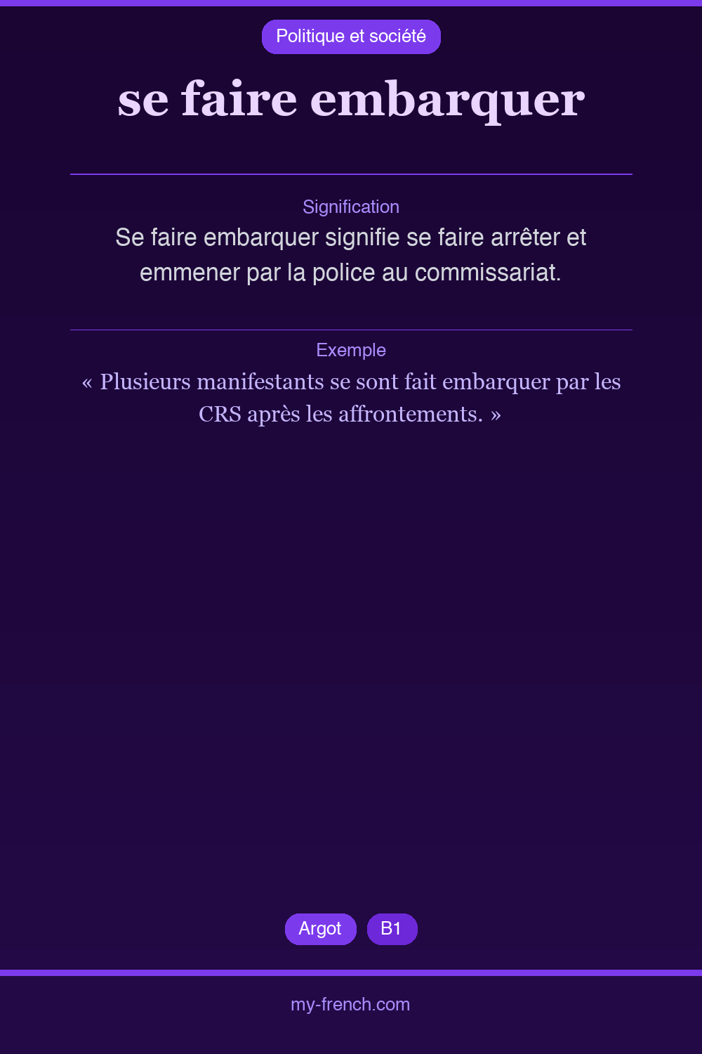 Expression idiomatique : se faire embarquer