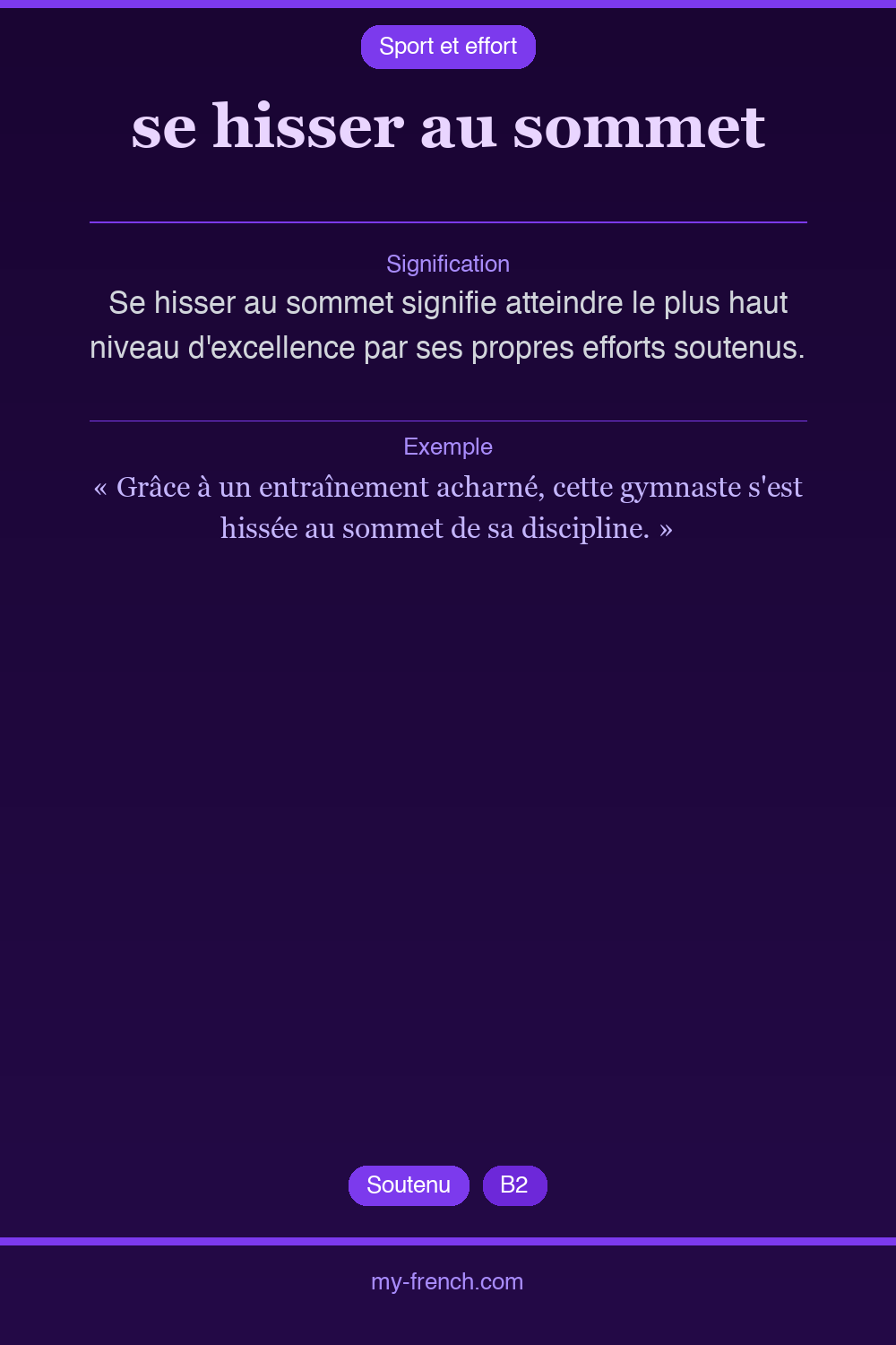Expression idiomatique : se hisser au sommet