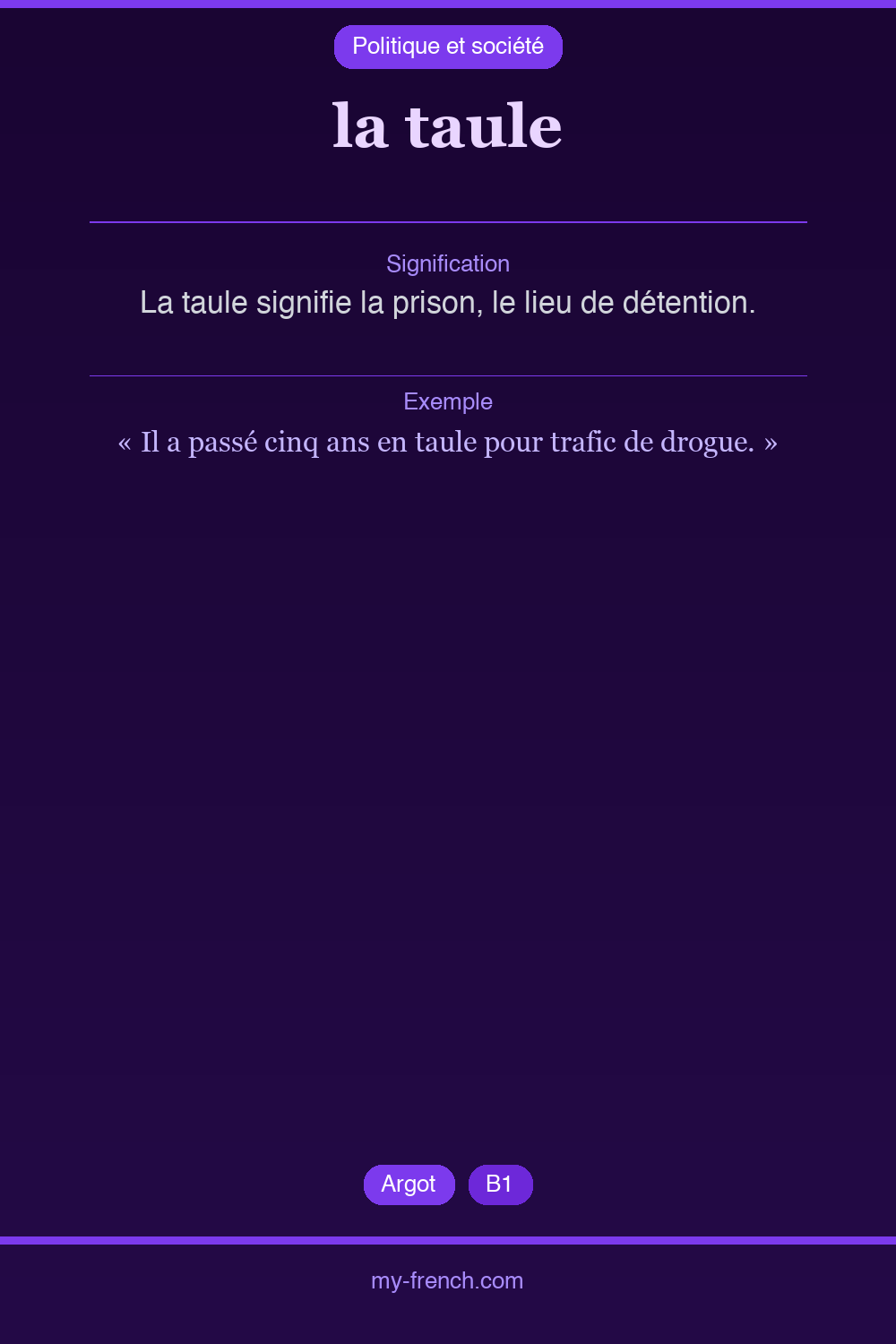 Expression idiomatique : la taule