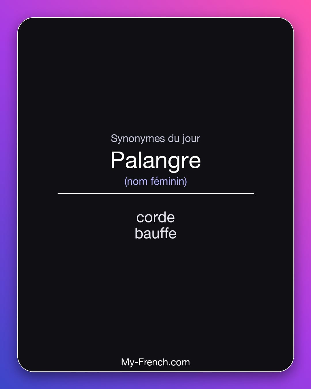 Synonymes de palangre : corde, bauffe