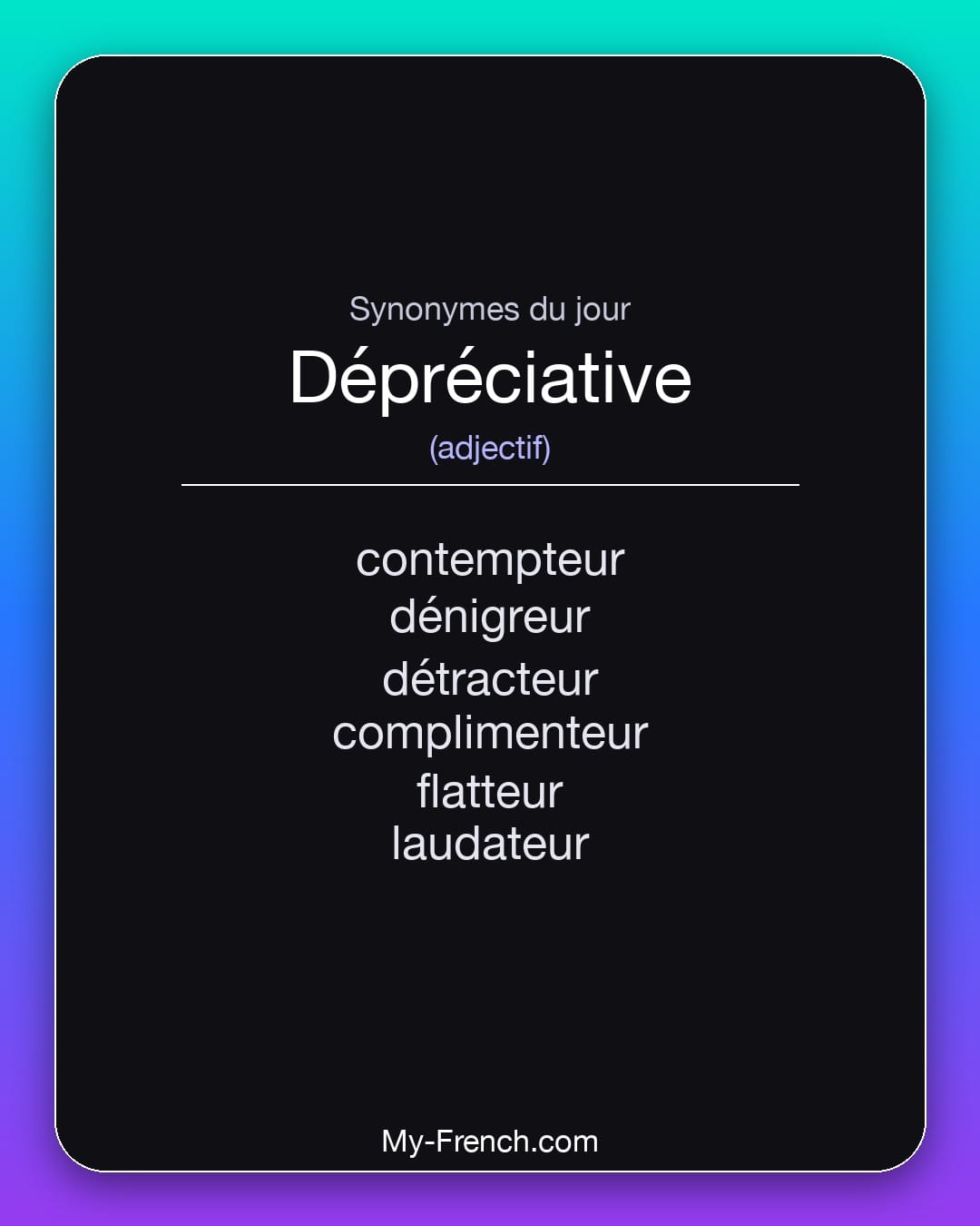 Synonymes de dépréciative : contempteur, dénigreur, détracteur, complimenteur, flatteur, laudateur