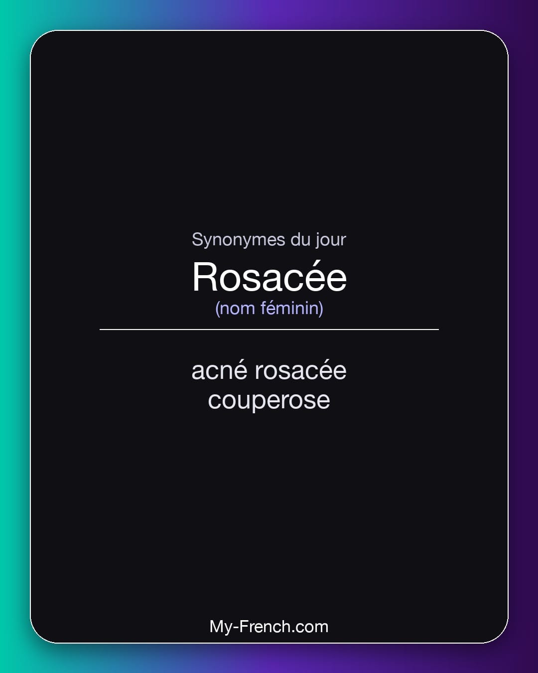 Synonymes de rosacée : acné rosacée, couperose