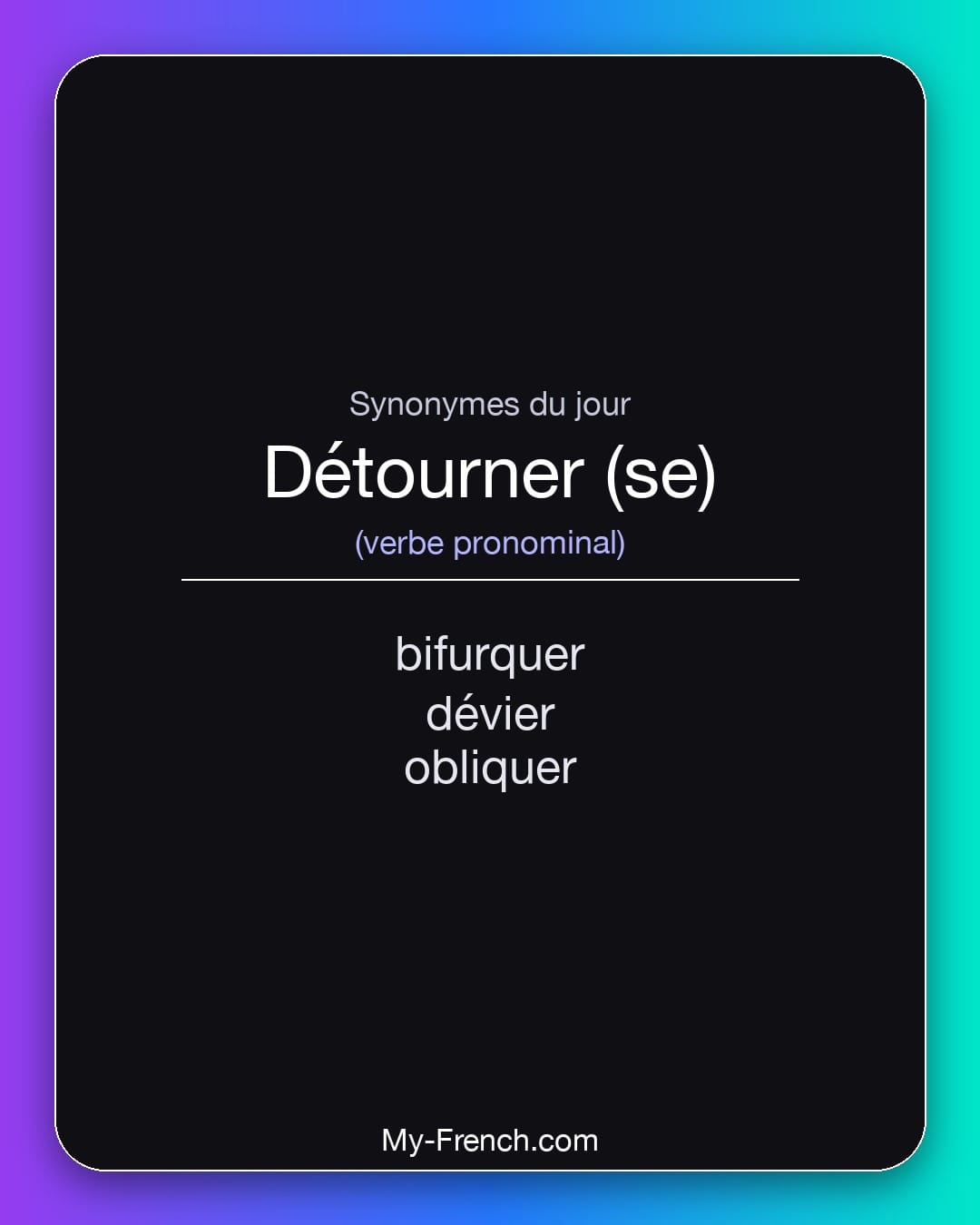 Synonymes de détourner (se) : bifurquer, dévier, obliquer