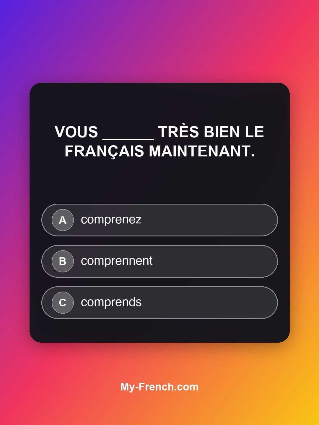 Quiz de français niveau B1 : Vous ______ très bien le français maintenant.