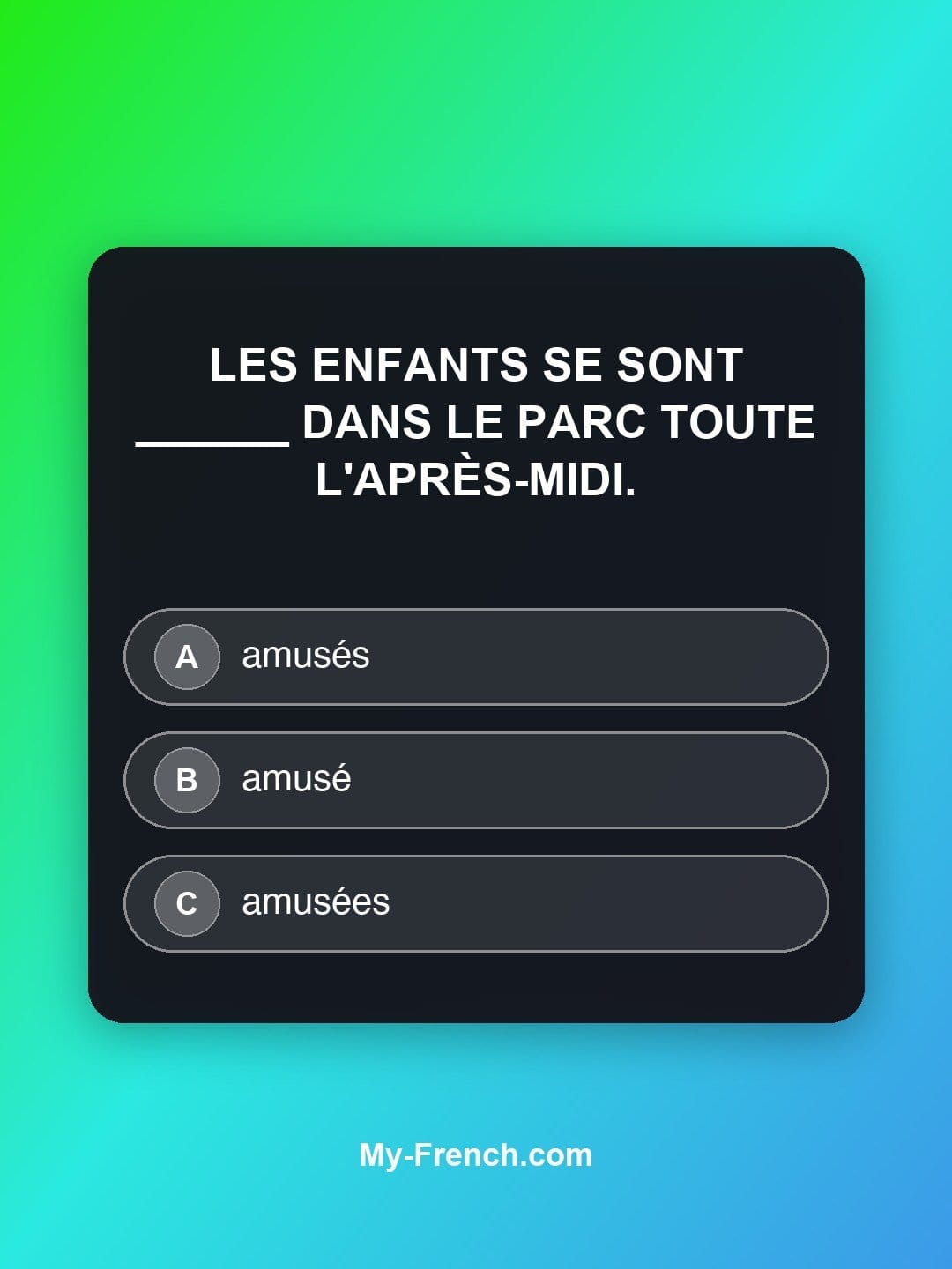 Quiz de français niveau B1 : Les enfants se sont ______ dans le parc toute l'après-midi.