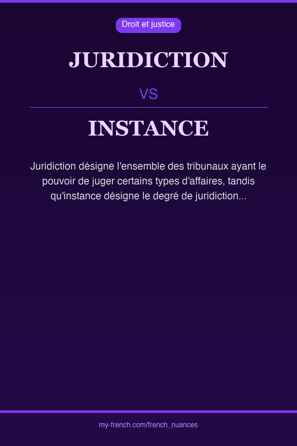 Nuance : juridiction vs instance