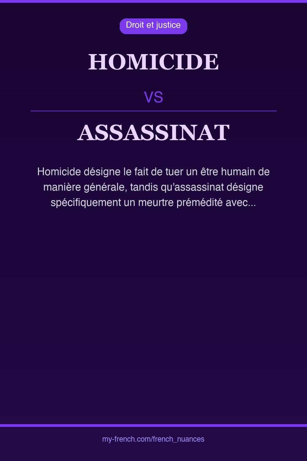Nuance : homicide vs assassinat