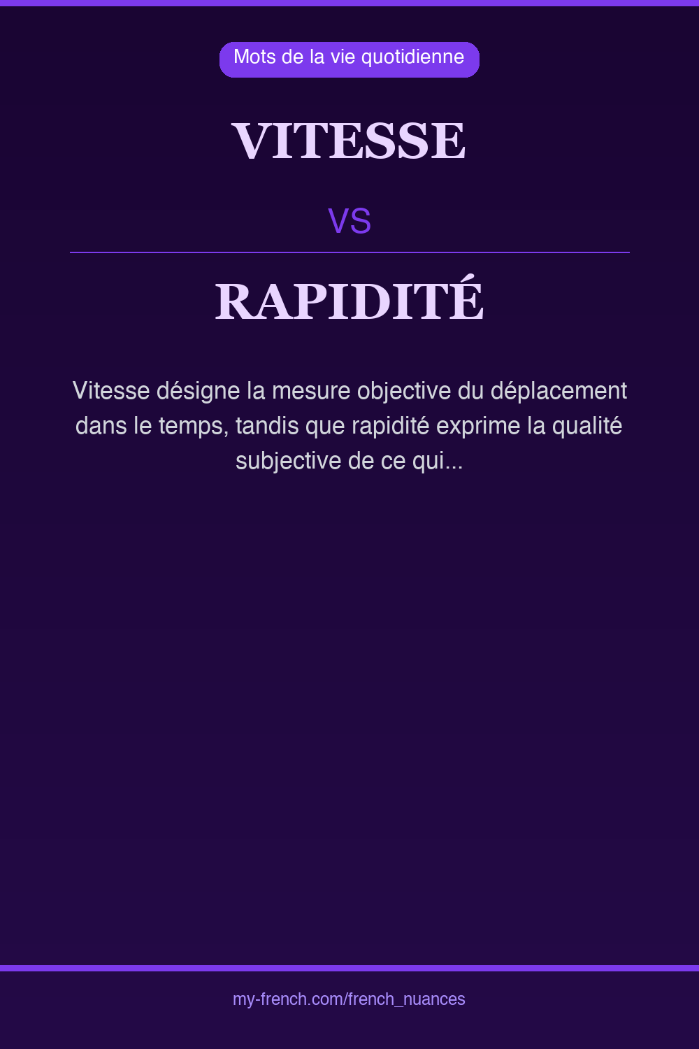 Nuance : vitesse vs rapidité