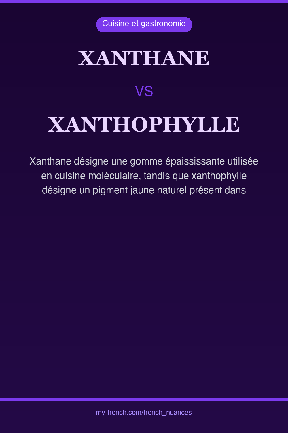 Nuance : xanthane vs xanthophylle