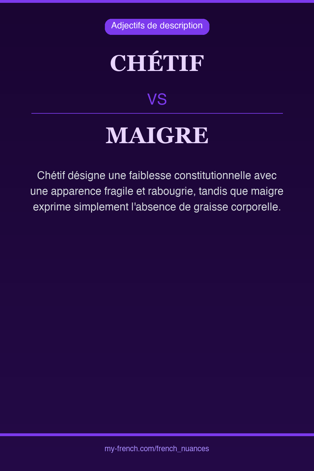 chétif vs maigre : quelle nuance ?