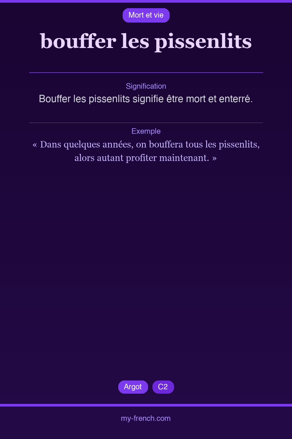 bouffer les pissenlits : que veut dire cette expression ?