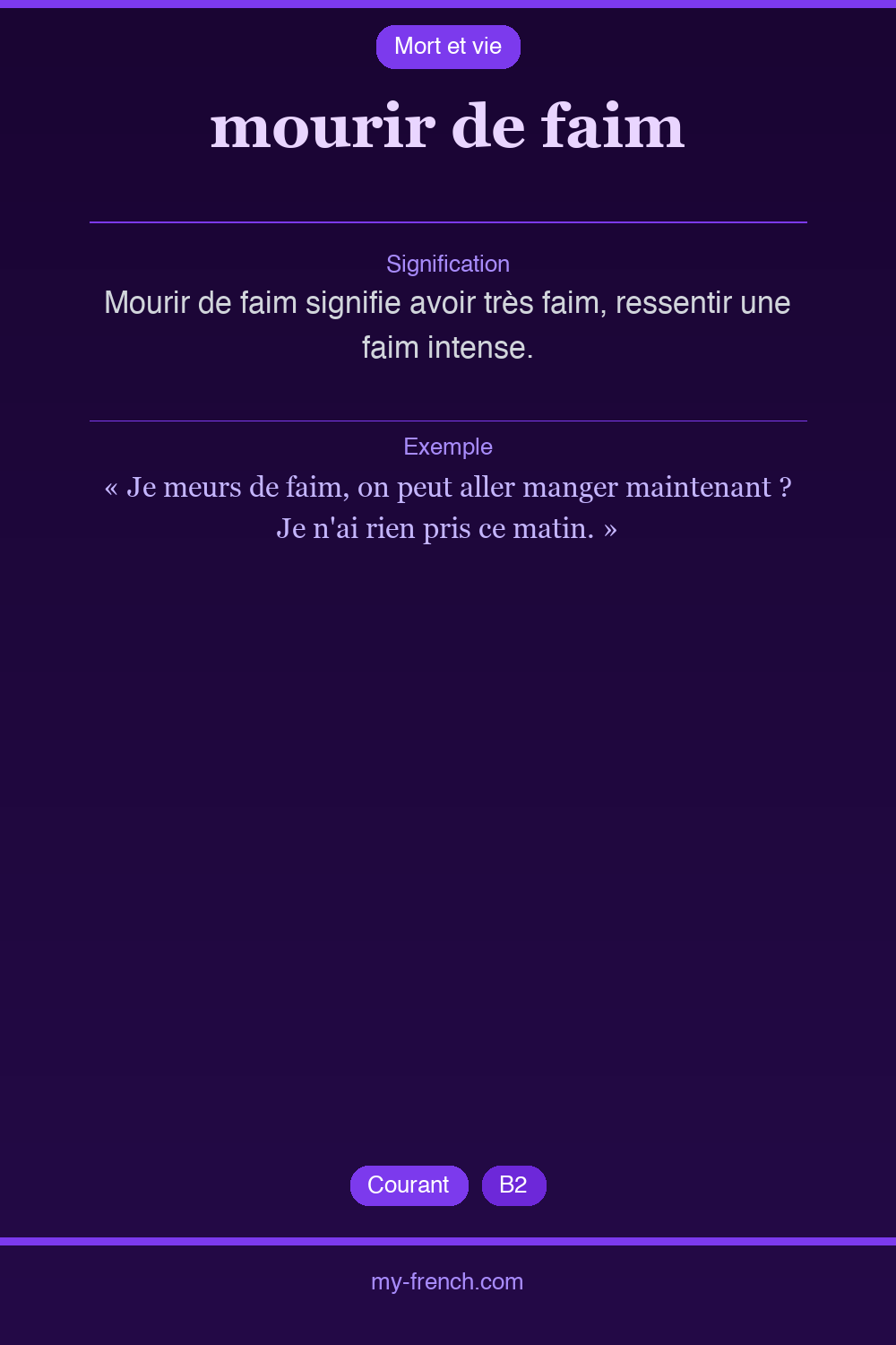 Expression idiomatique : mourir de faim