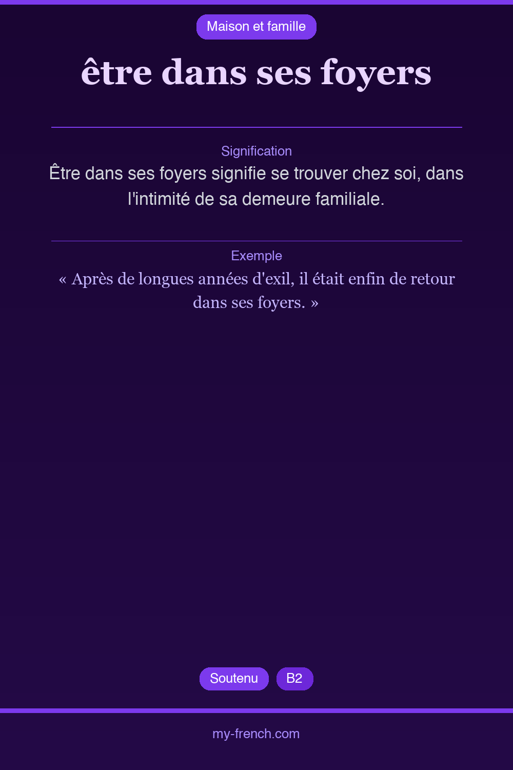Expression idiomatique : être dans ses foyers