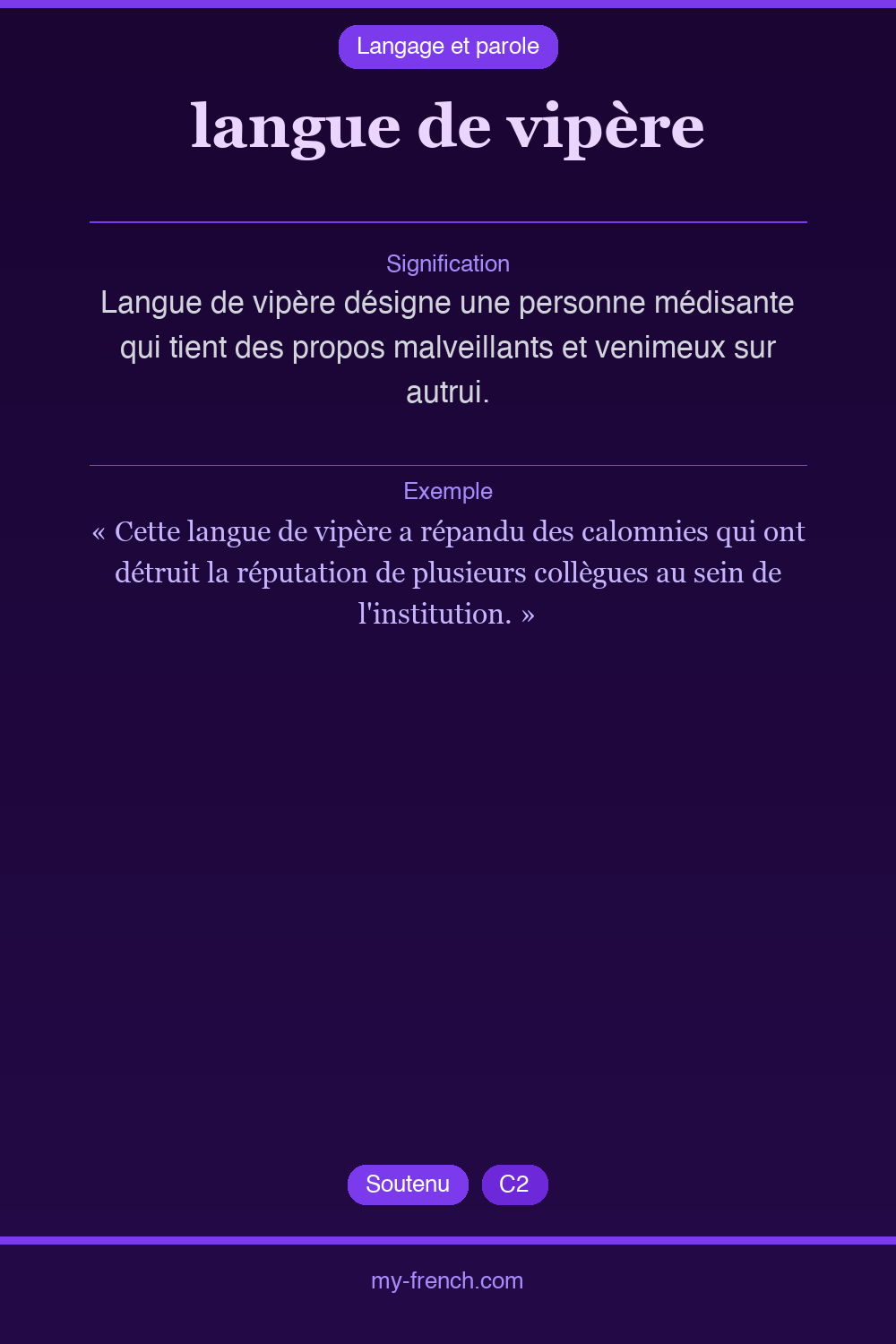 Expression idiomatique : langue de vipère