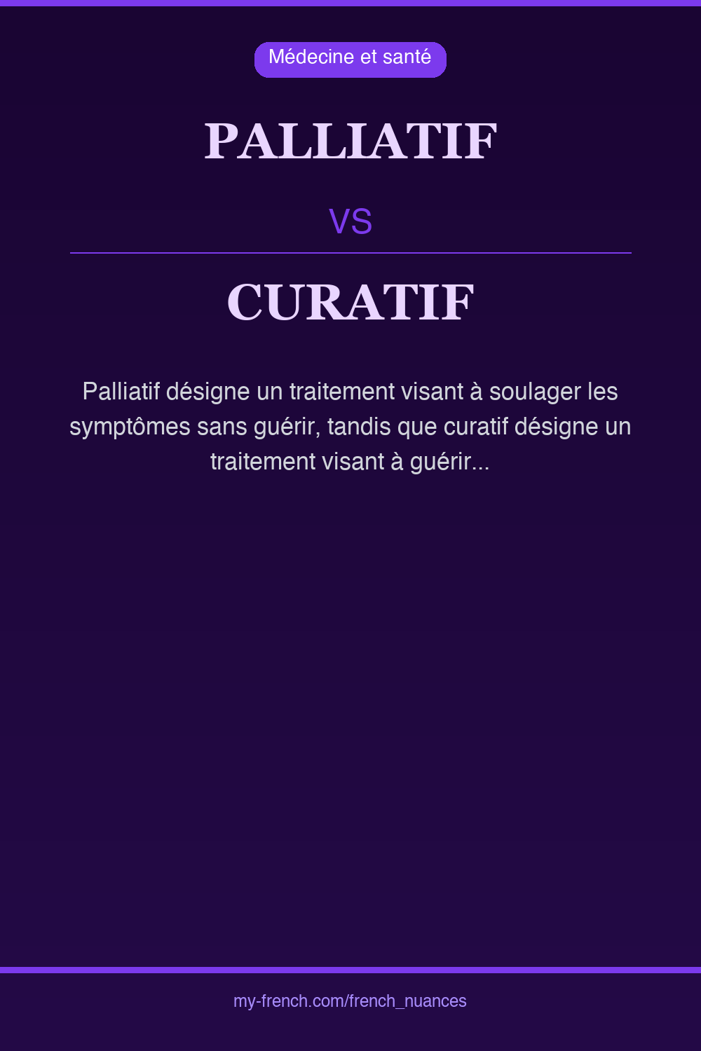 Nuance : palliatif vs curatif
