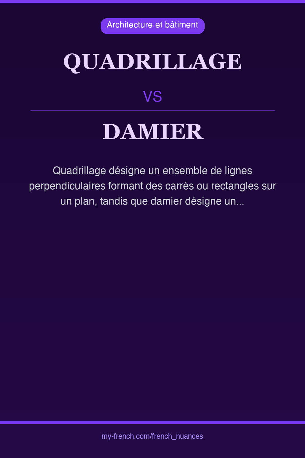 Nuance : quadrillage vs damier
