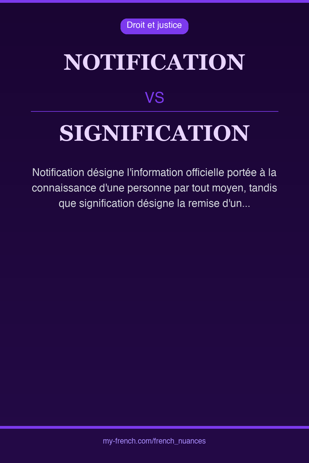 Nuance : notification vs signification