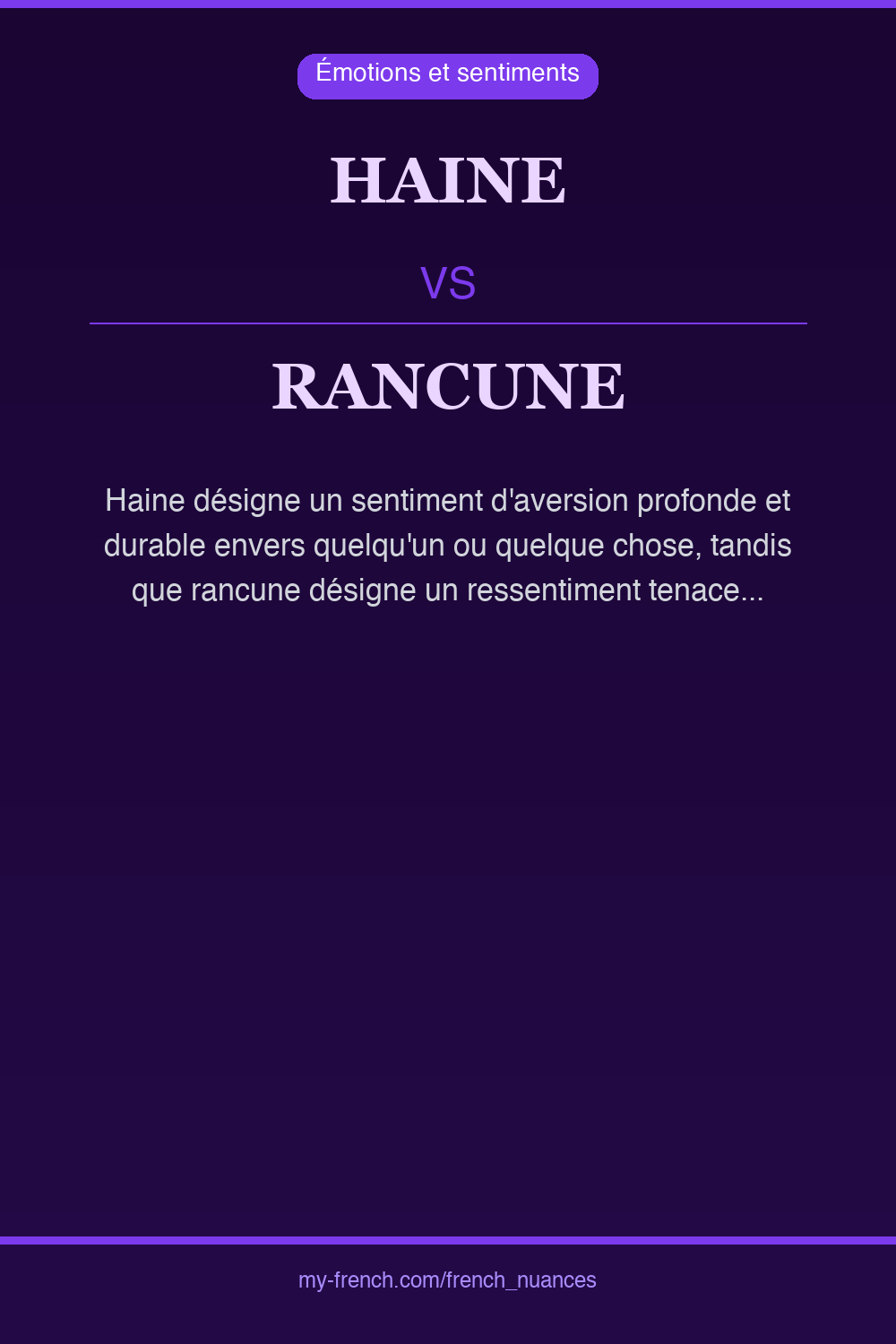 Nuance : haine vs rancune