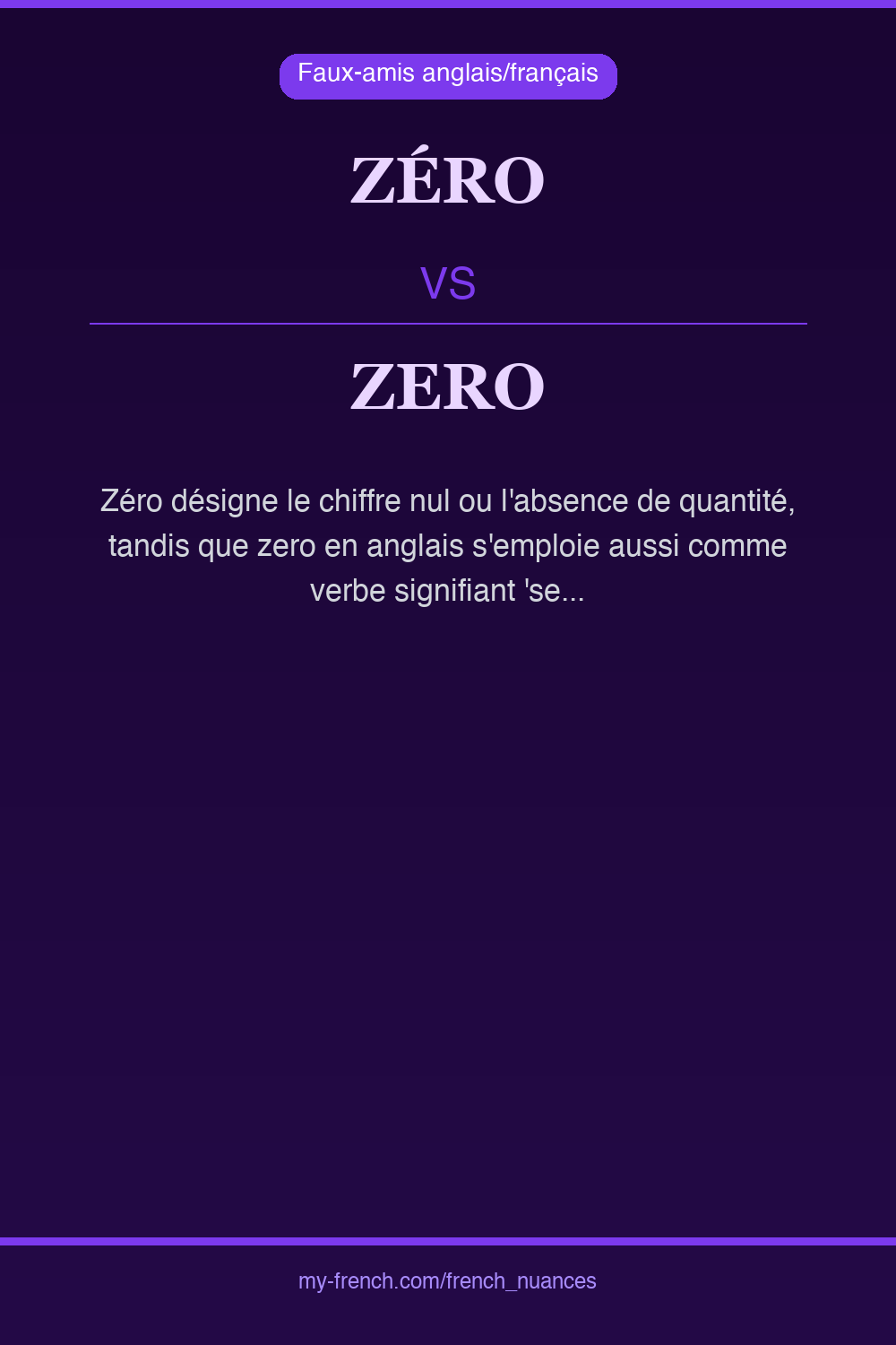 Nuance : zéro vs zero