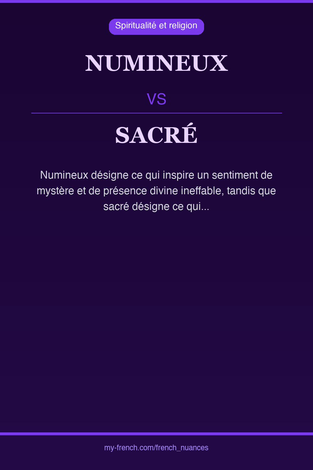 Nuance : numineux vs sacré