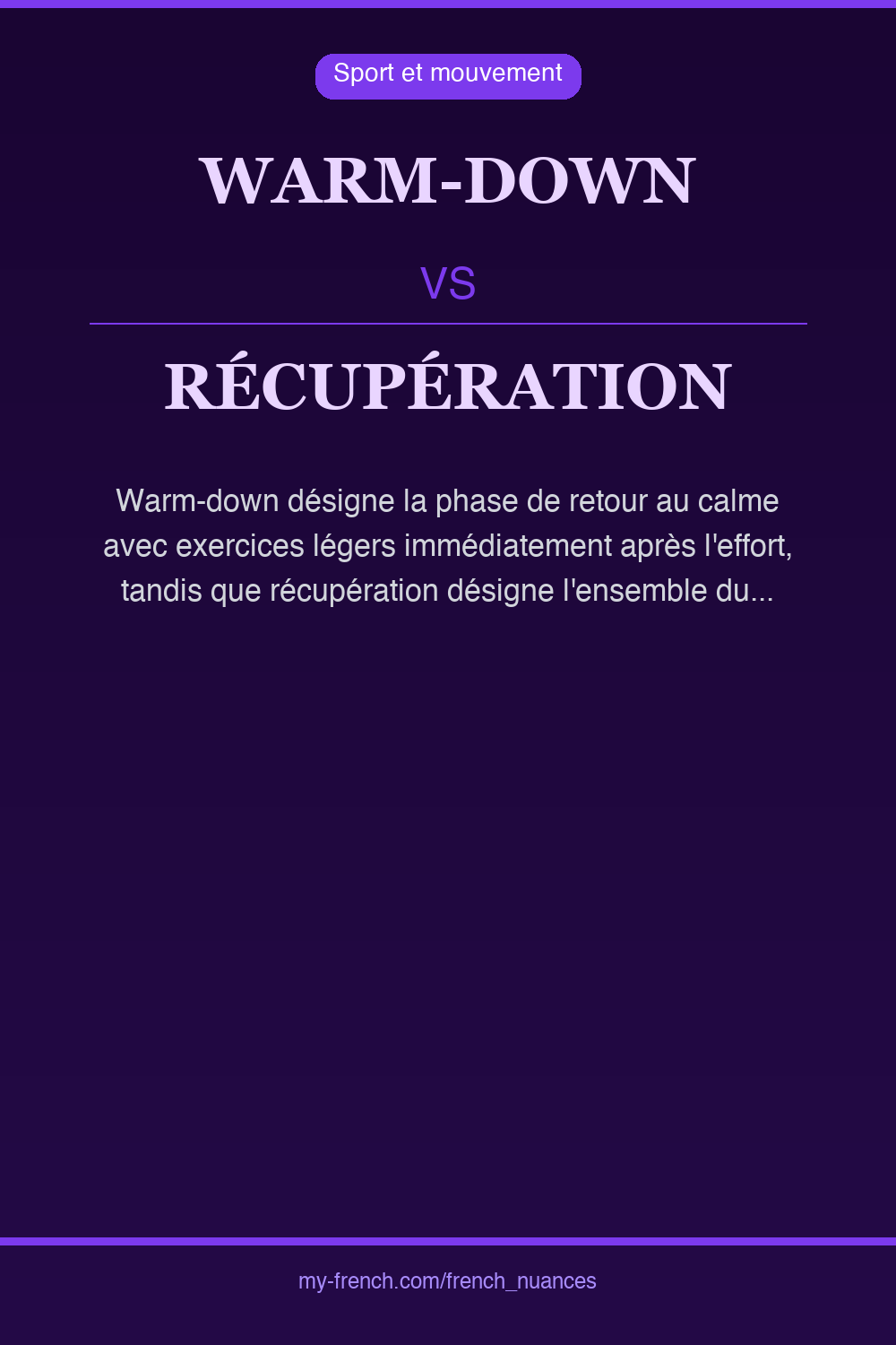 Nuance : warm-down vs récupération