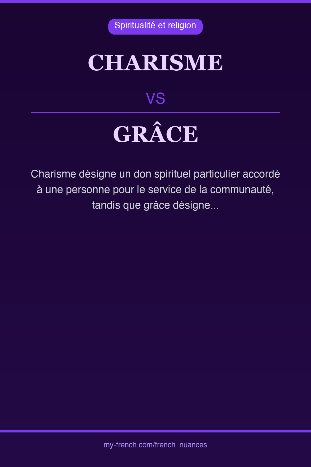 Nuance : charisme vs grâce