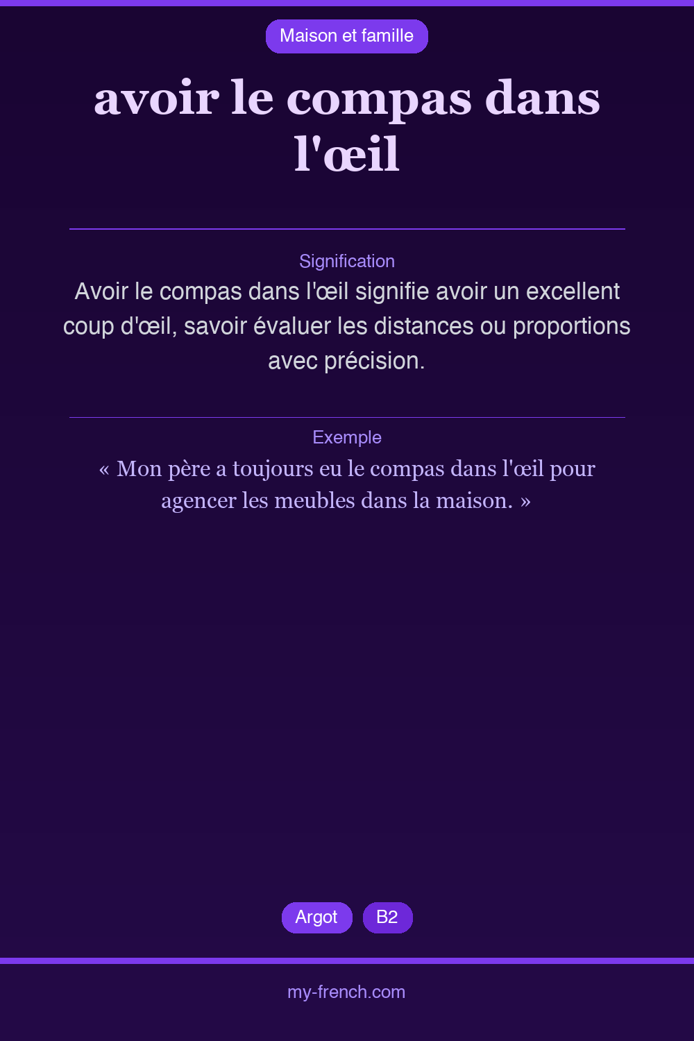 Expression idiomatique : avoir le compas dans l'œil