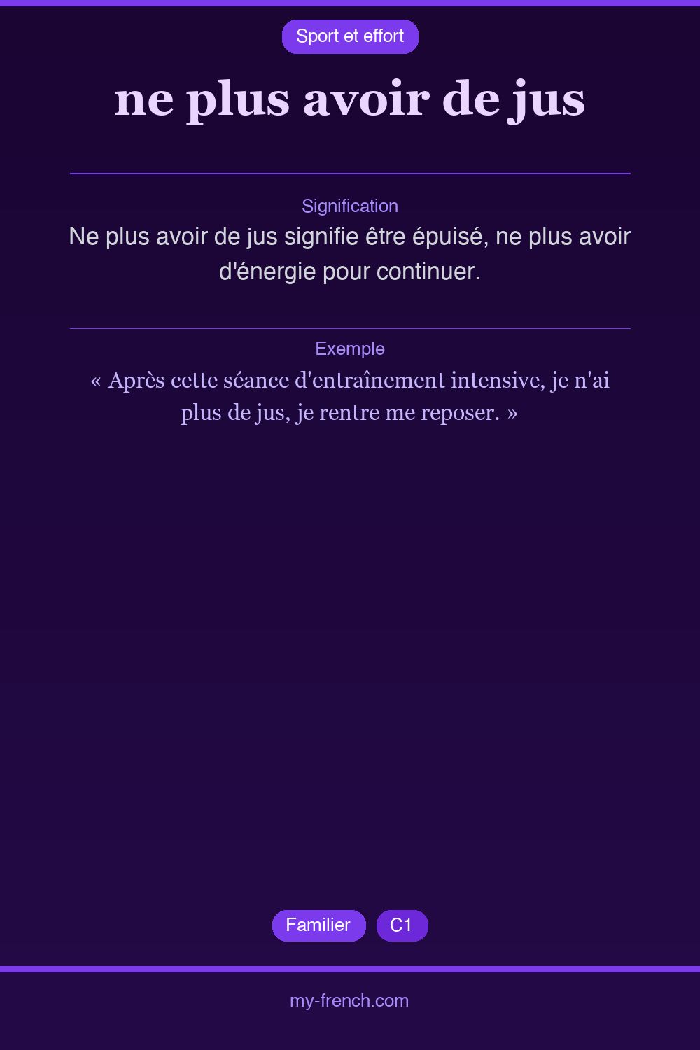 Expression idiomatique : ne plus avoir de jus