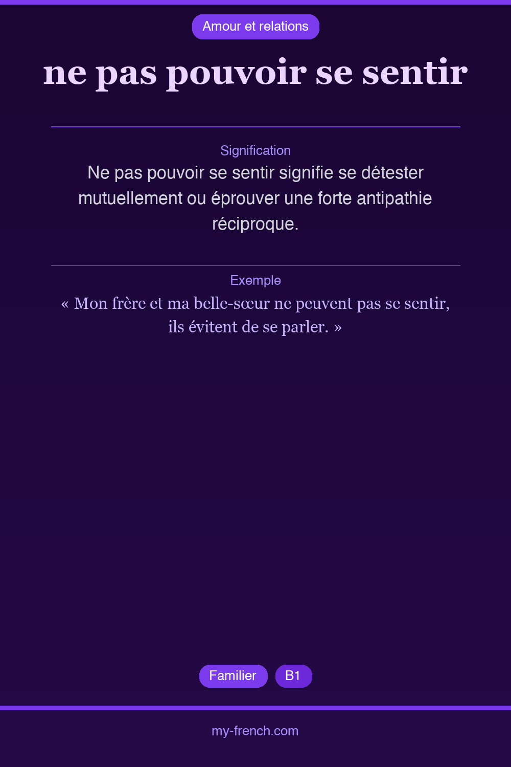Expression idiomatique : ne pas pouvoir se sentir