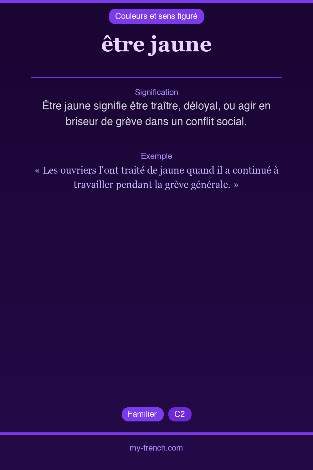 Expression idiomatique : être jaune