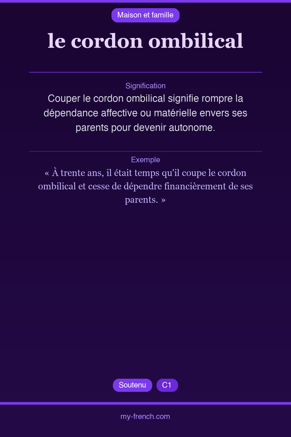 Expression idiomatique : le cordon ombilical