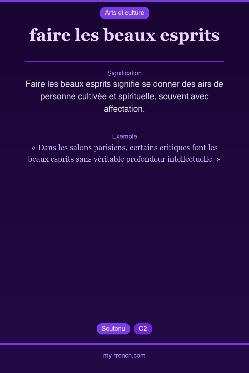 Expression idiomatique : faire les beaux esprits