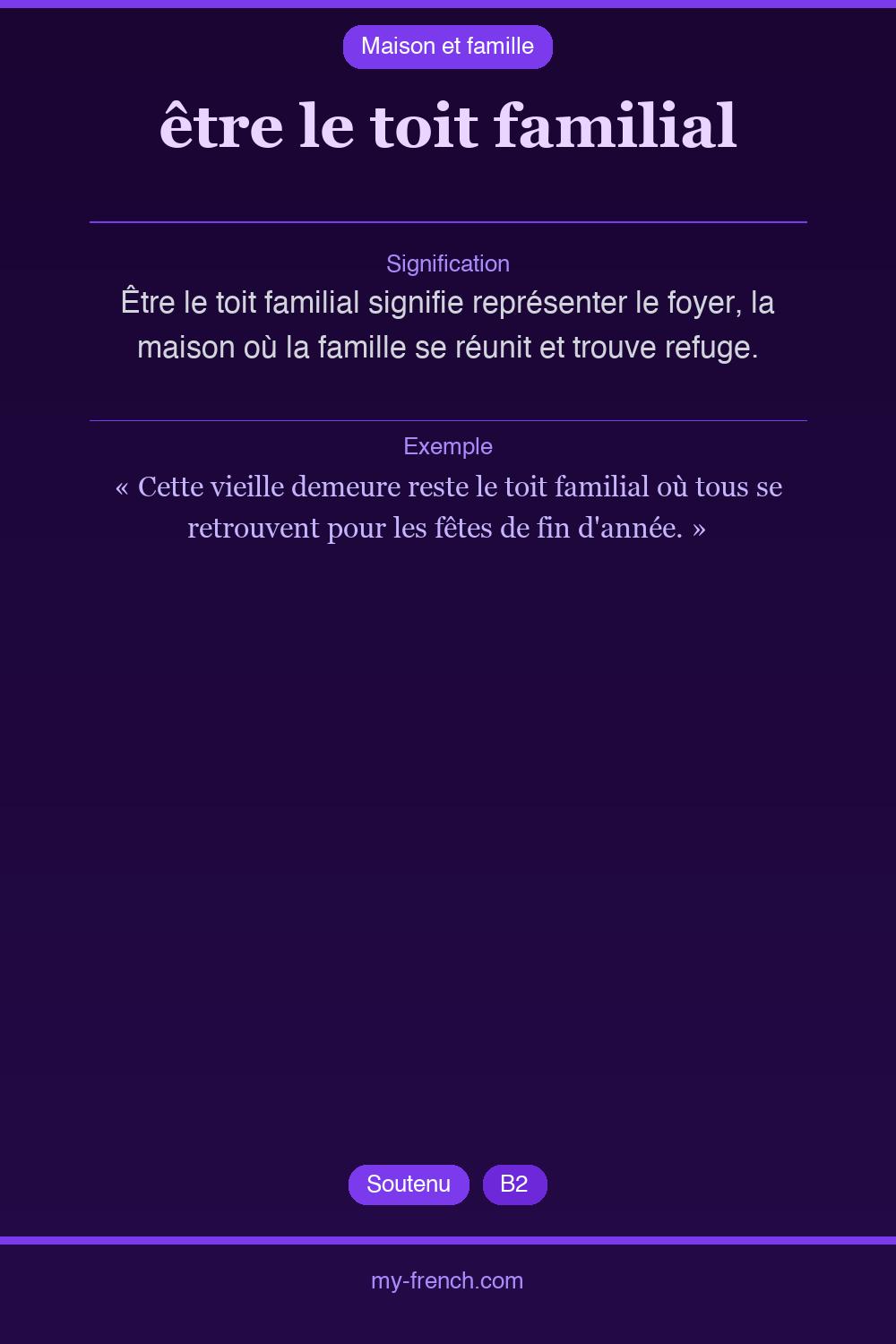 Expression idiomatique : être le toit familial