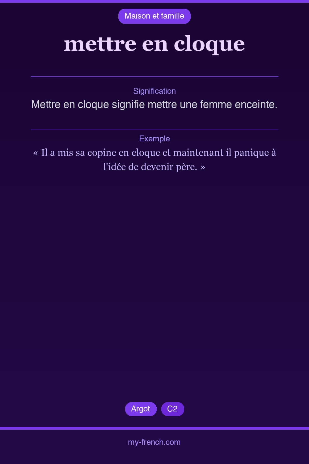 Expression idiomatique : mettre en cloque