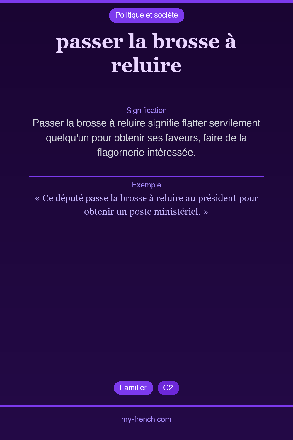 Expression idiomatique : passer la brosse à reluire