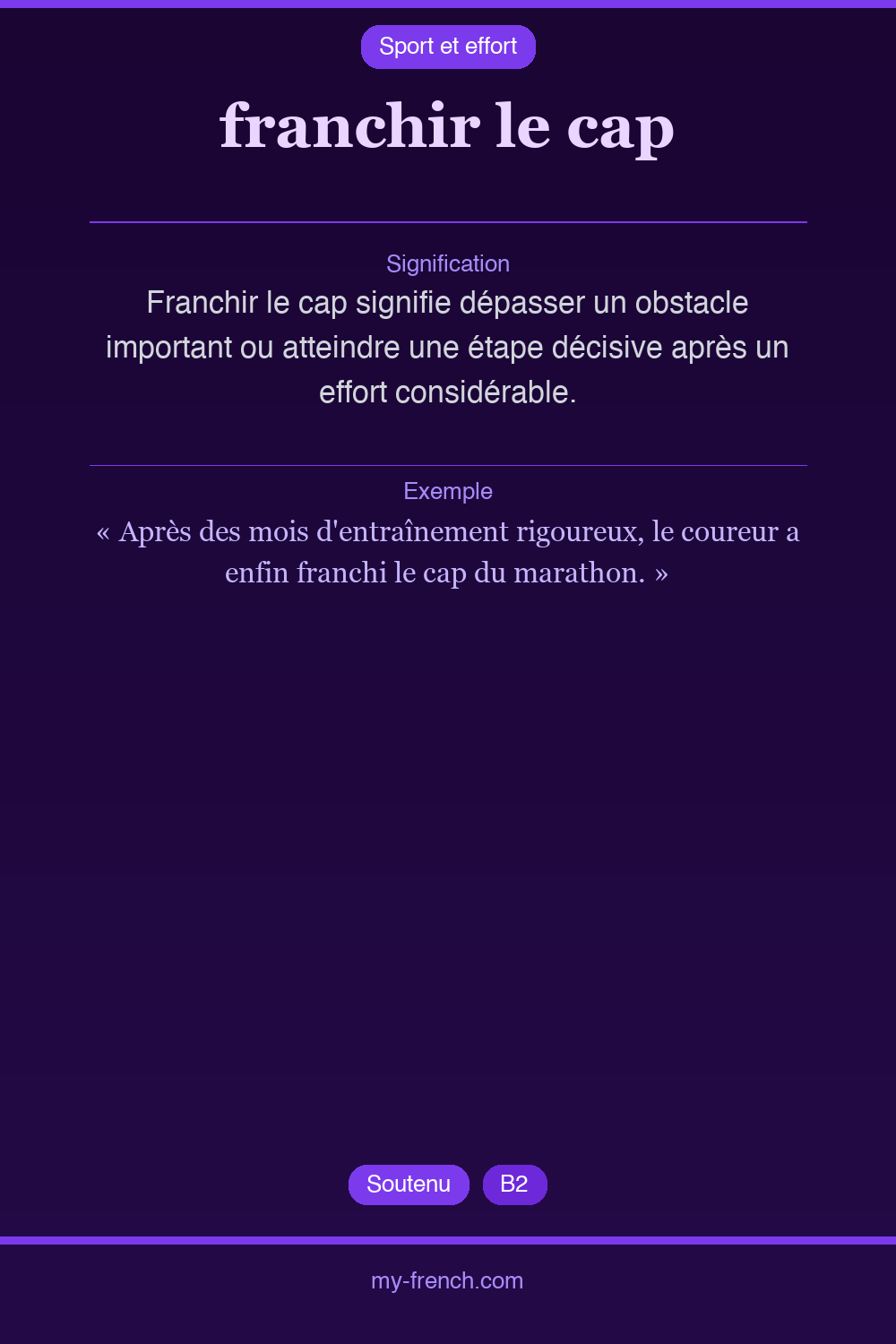 Expression idiomatique : franchir le cap