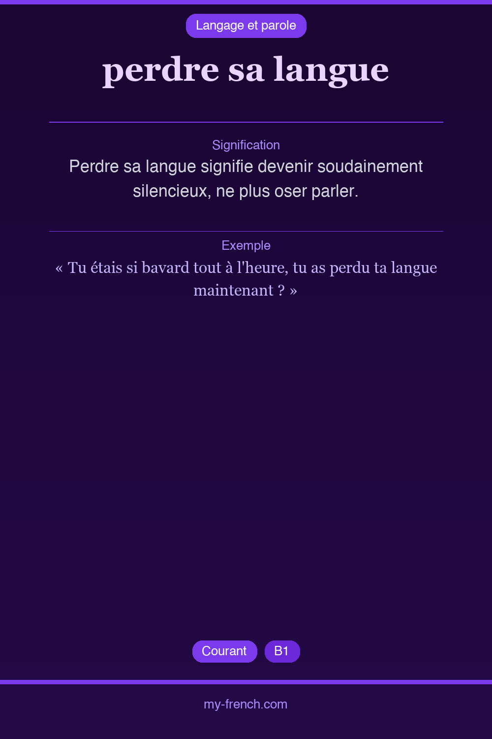 Expression idiomatique : perdre sa langue