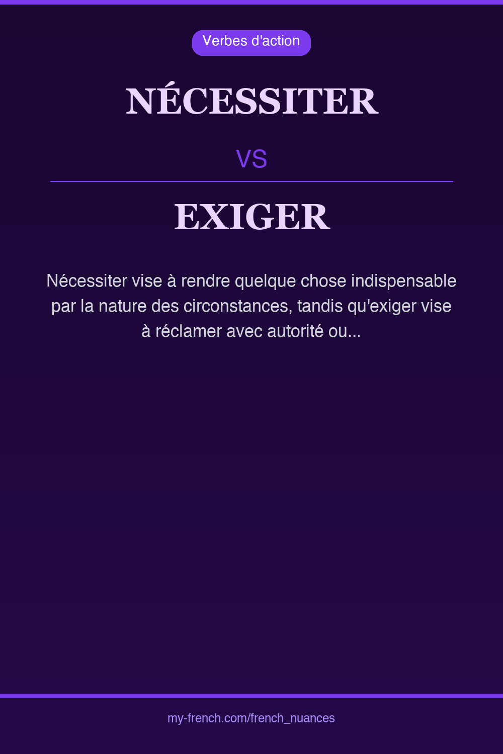 nécessiter vs exiger : quelle nuance ?